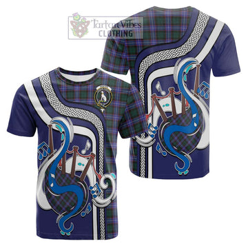 Hunter (Hunterston) Tartan Cotton T-shirt with Epic Bagpipe Style