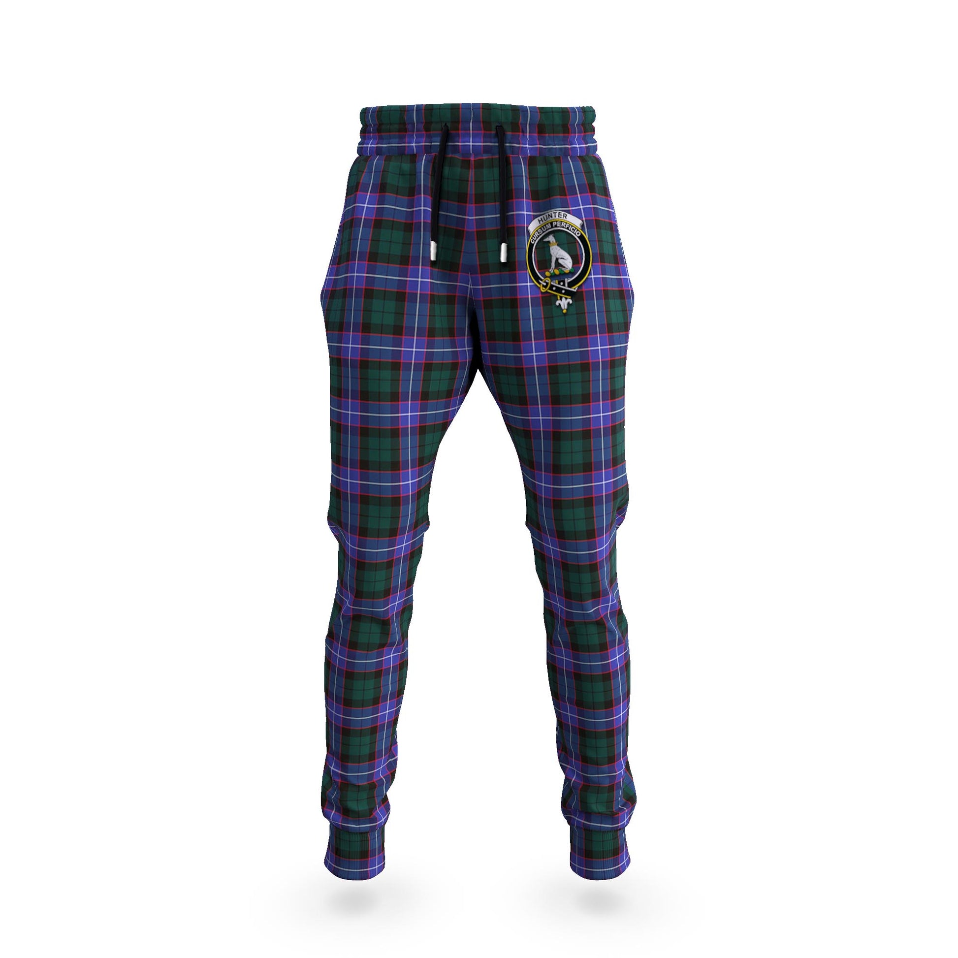 Hunter (Hunterston) Tartan Joggers Pants with Family Crest 5XL - Tartan Vibes Clothing