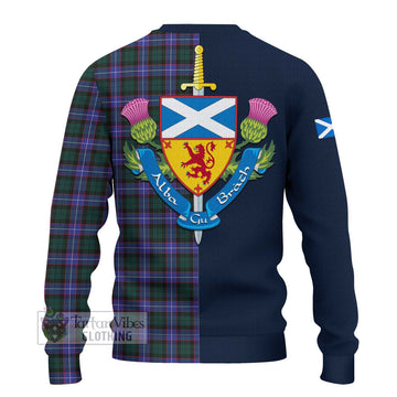 Hunter (Hunterston) Tartan Ugly Sweater with Scottish Lion Royal Arm Half Style