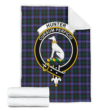 Hunter (Hunterston) Tartan Blanket with Family Crest