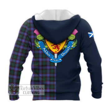 Hunter (Hunterston) Tartan Knitted Hoodie with Scottish Lion Royal Arm Half Style