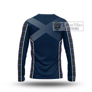 Hunter (Hunterston) Tartan Long Sleeve T-Shirt with Family Crest and Lion Rampant Vibes Sport Style