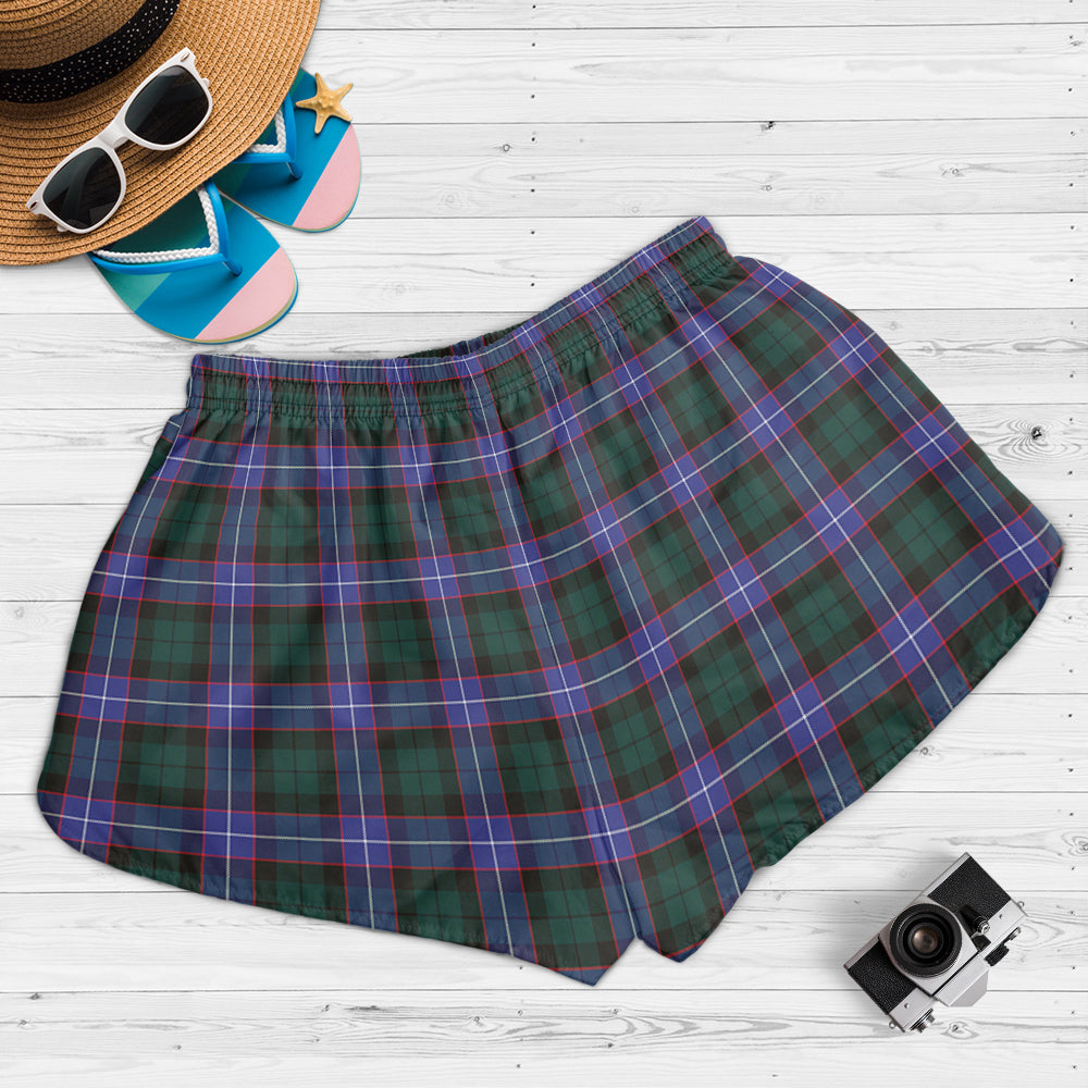 hunter-modern-tartan-womens-shorts-with-family-crest