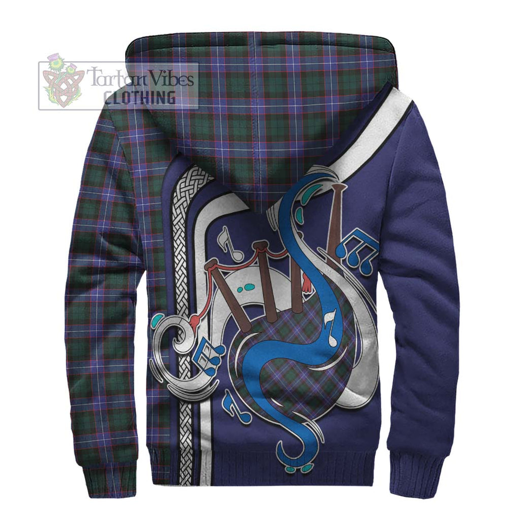 Hunter (Hunterston) Tartan Sherpa Hoodie with Epic Bagpipe Style - Tartanvibesclothing Shop