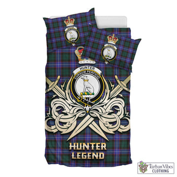 Hunter (Hunterston) Tartan Bedding Set with Clan Crest and the Golden Sword of Courageous Legacy