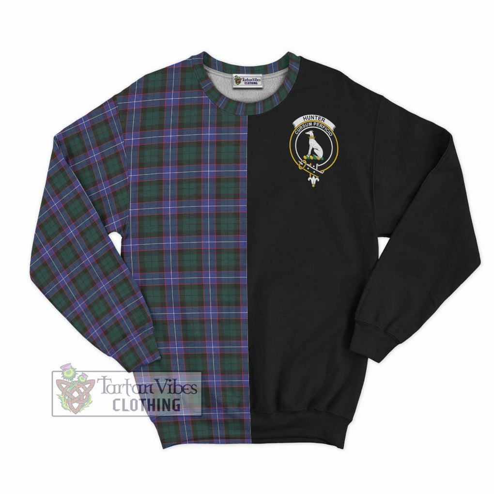 Hunter (Hunterston) Tartan Sweatshirt with Family Crest and Half Of Me Style - Tartanvibesclothing Shop