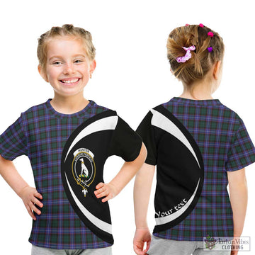 Hunter (Hunterston) Tartan Kid T-Shirt with Family Crest Circle Style