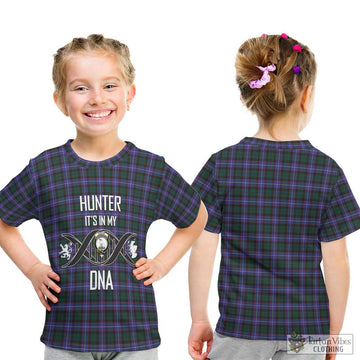 Hunter (Hunterston) Tartan Kid T-Shirt with Family Crest DNA In Me Style