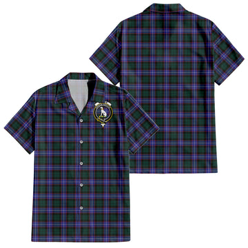 Hunter (Hunterston) Tartan Short Sleeve Button Down Shirt with Family Crest