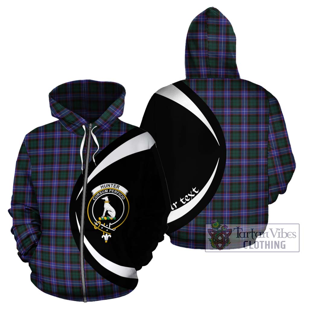 Tartan Vibes Clothing Hunter Modern Tartan Hoodie with Family Crest Circle Style