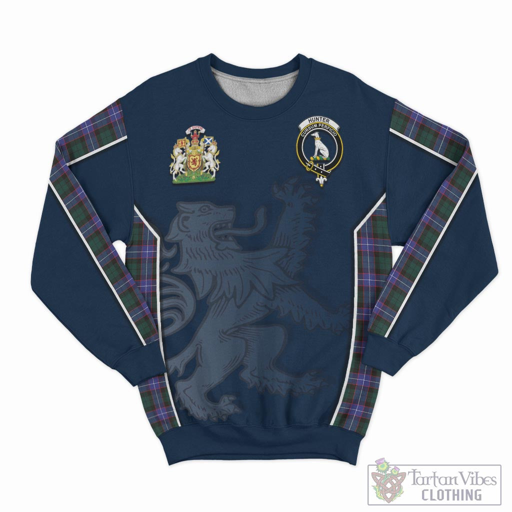 Tartan Vibes Clothing Hunter Modern Tartan Sweater with Family Crest and Lion Rampant Vibes Sport Style