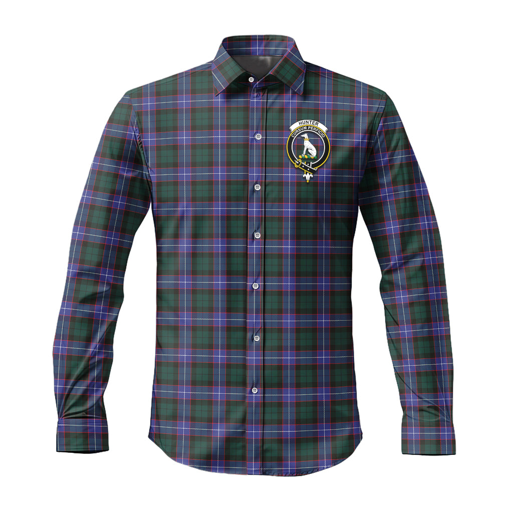 hunter-modern-tartan-long-sleeve-button-up-shirt-with-family-crest