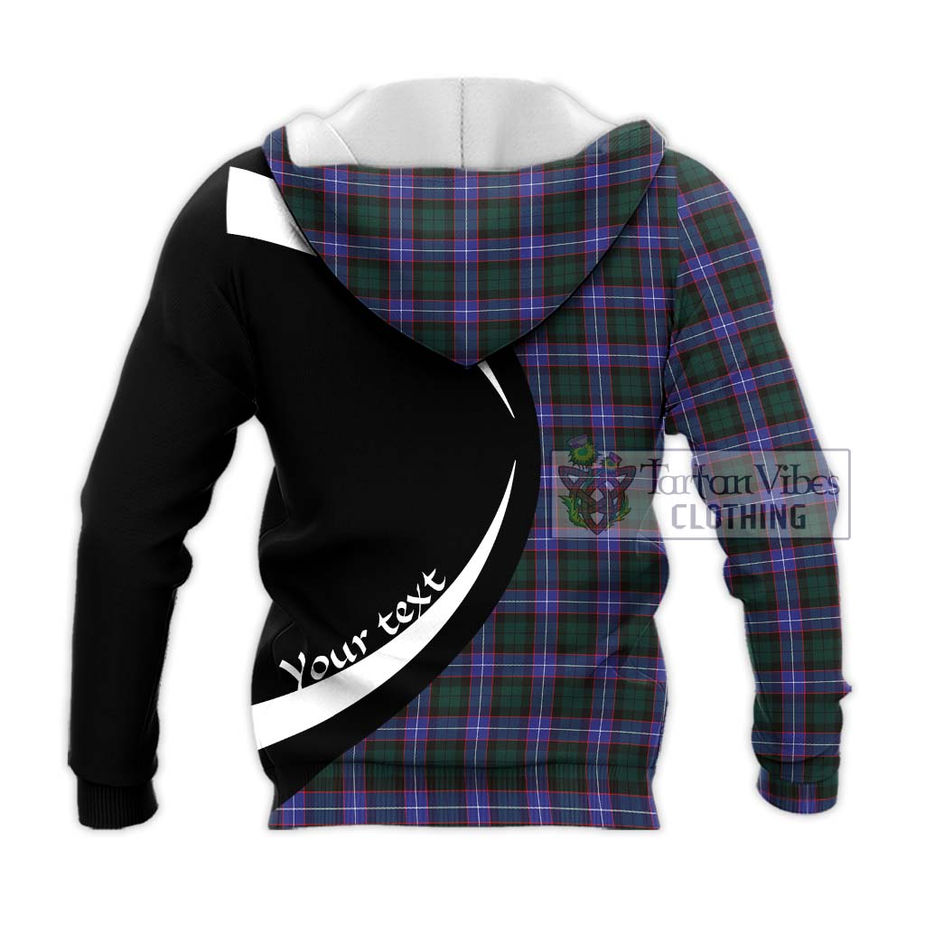 Hunter (Hunterston) Tartan Knitted Hoodie with Family Crest Circle Style - Tartan Vibes Clothing