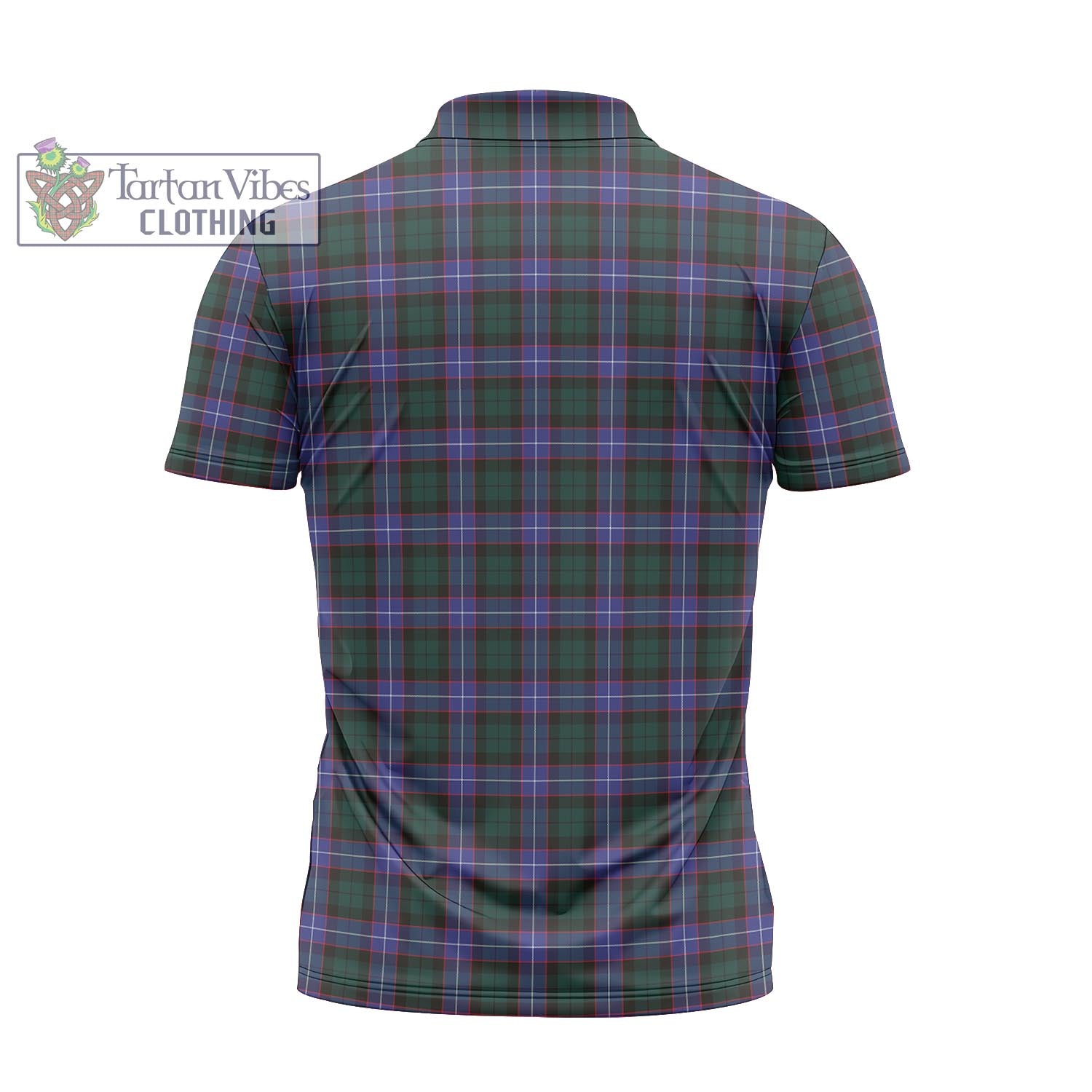 Tartan Vibes Clothing Hunter Modern Tartan Zipper Polo Shirt with Family Crest