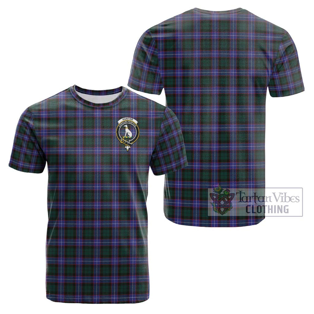 Hunter (Hunterston) Tartan Cotton T-Shirt with Family Crest Kid's Shirt - Tartanvibesclothing Shop