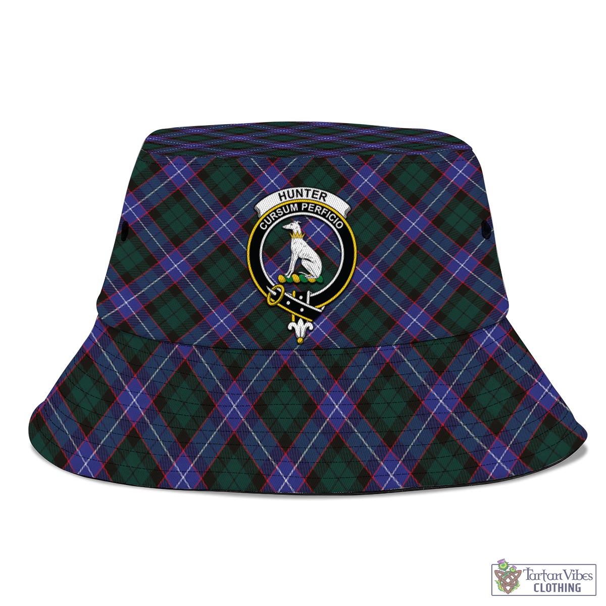 Tartan Vibes Clothing Hunter Modern Tartan Bucket Hat with Family Crest