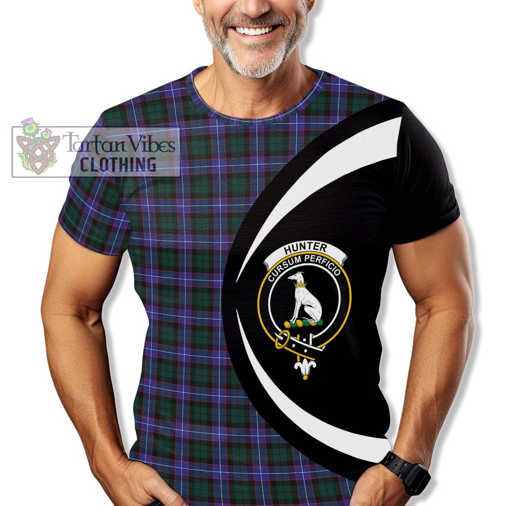 Tartan Vibes Clothing Hunter Modern Tartan T-Shirt with Family Crest Circle Style