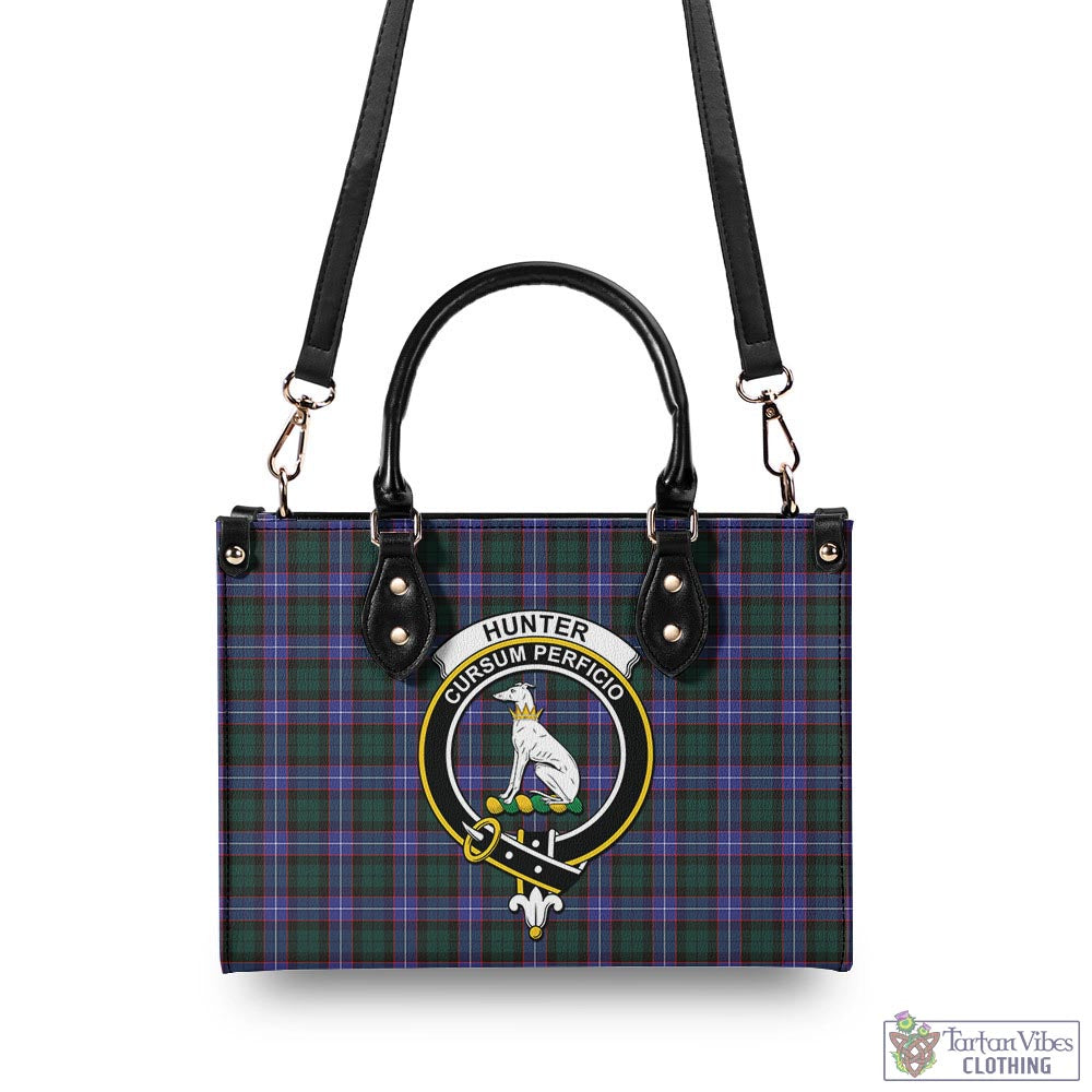 Tartan Vibes Clothing Hunter Modern Tartan Luxury Leather Handbags with Family Crest