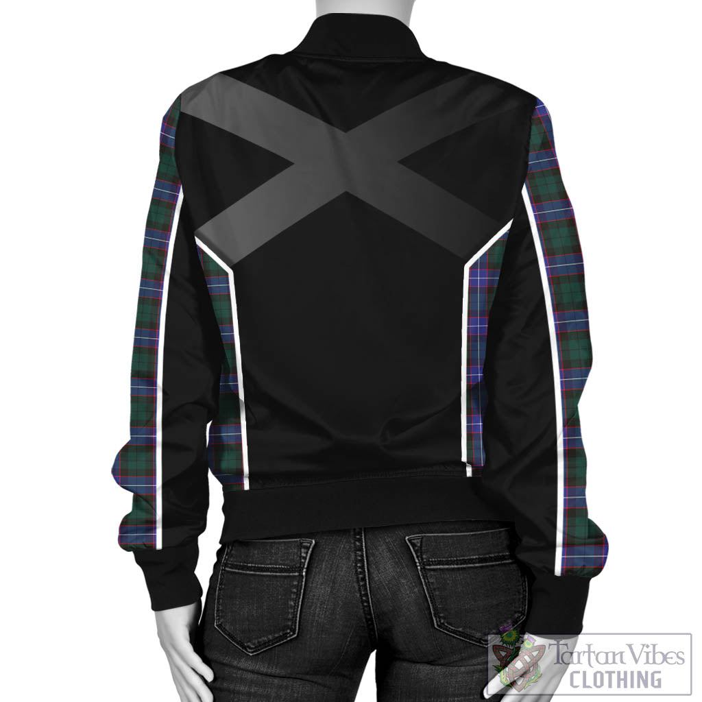 Tartan Vibes Clothing Hunter Modern Tartan Bomber Jacket with Family Crest and Scottish Thistle Vibes Sport Style