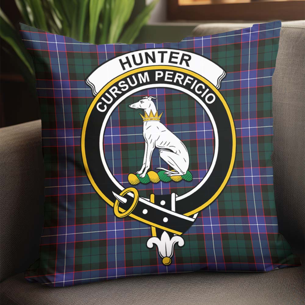 Hunter Modern Tartan Pillow Cover with Family Crest - Tartanvibesclothing