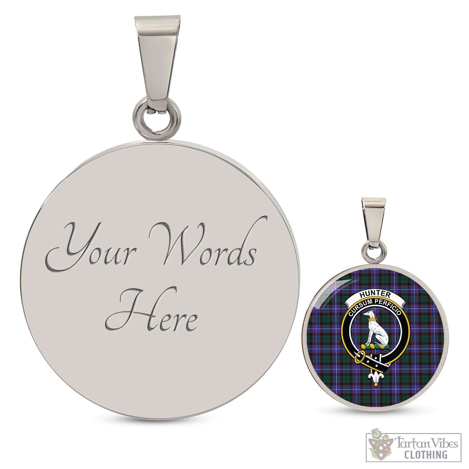 Tartan Vibes Clothing Hunter Modern Tartan Circle Necklace with Family Crest