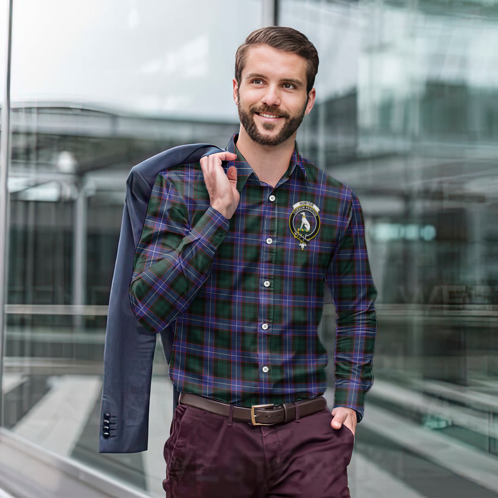 hunter-modern-tartan-long-sleeve-button-up-shirt-with-family-crest