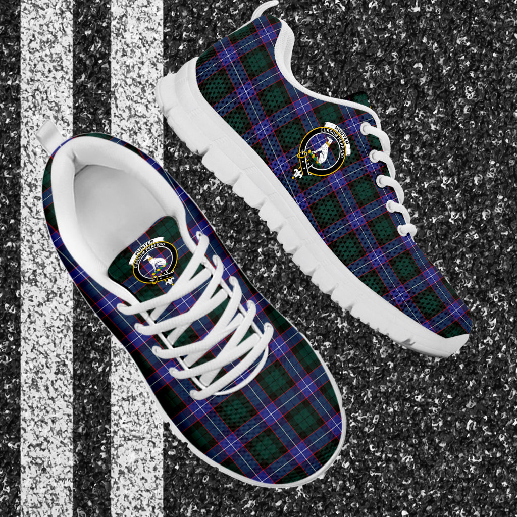 Hunter (Hunterston) Tartan Sneakers with Family Crest - Tartan Vibes Clothing