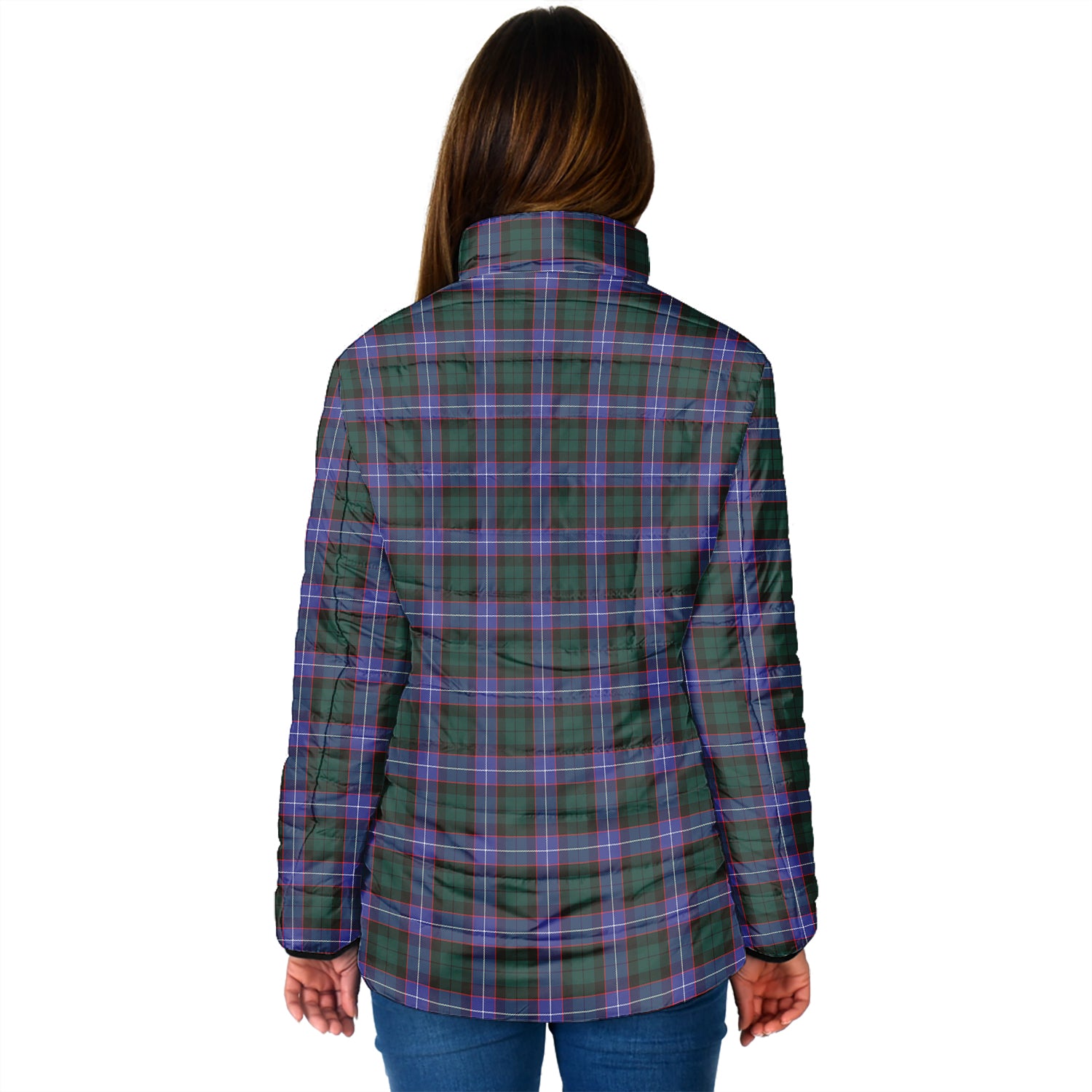 Hunter Modern Tartan Padded Jacket with Family Crest - Tartanvibesclothing