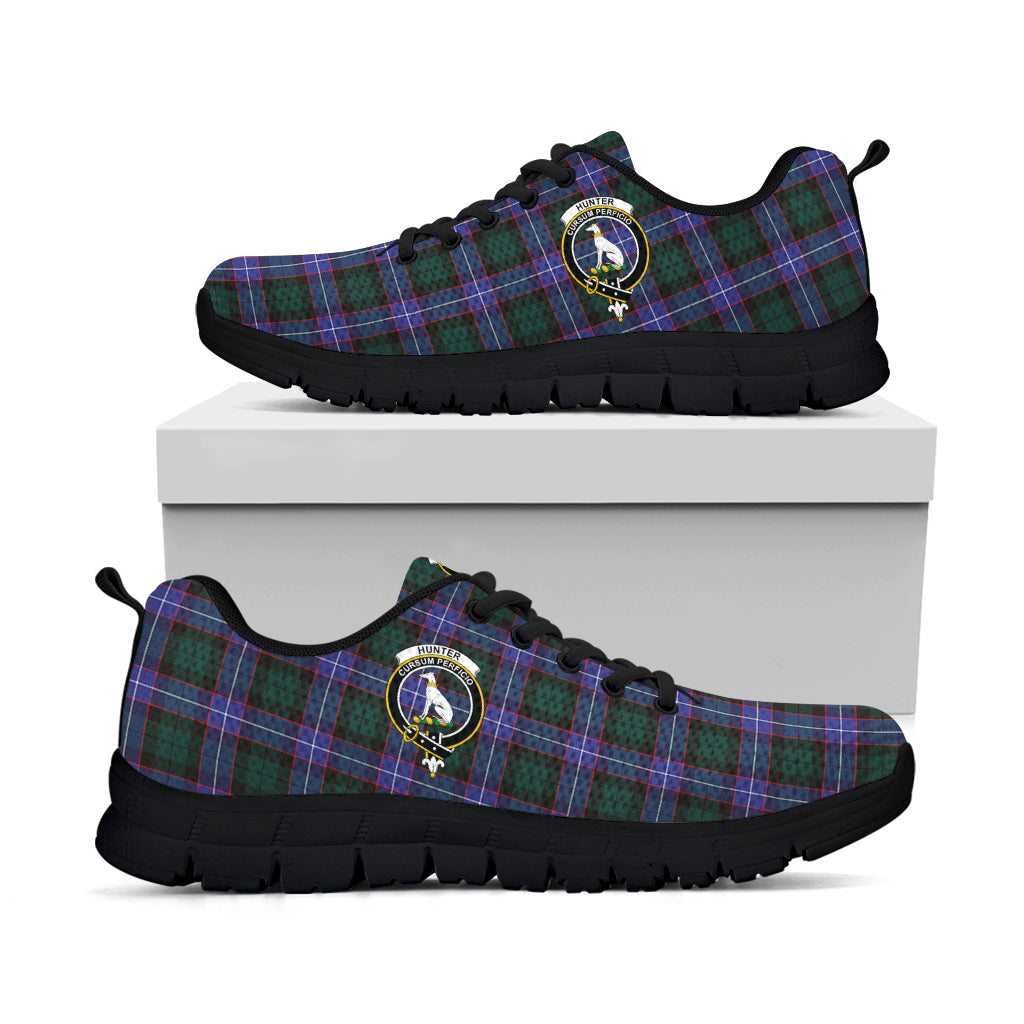 Hunter (Hunterston) Tartan Sneakers with Family Crest - Tartan Vibes Clothing