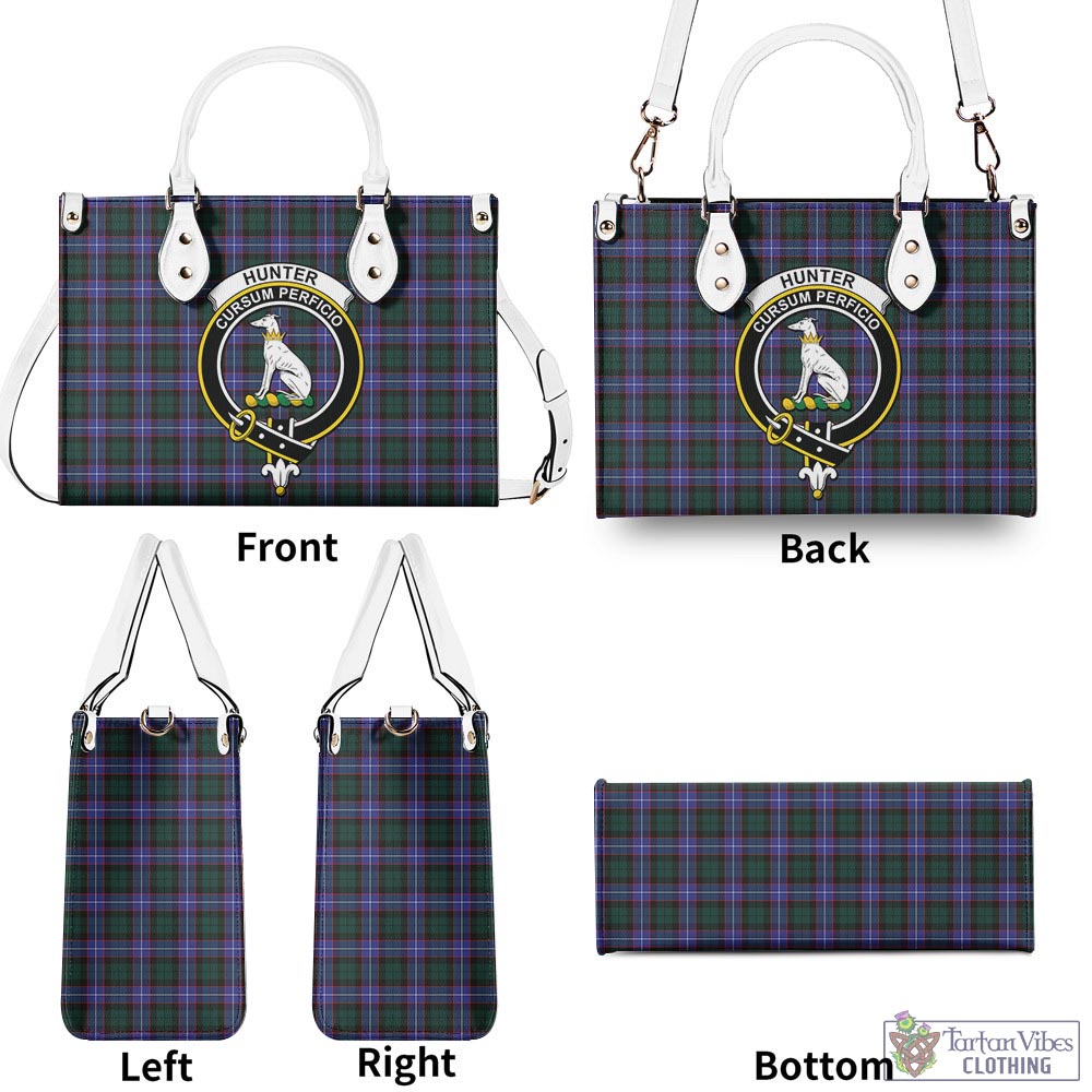 Tartan Vibes Clothing Hunter Modern Tartan Luxury Leather Handbags with Family Crest