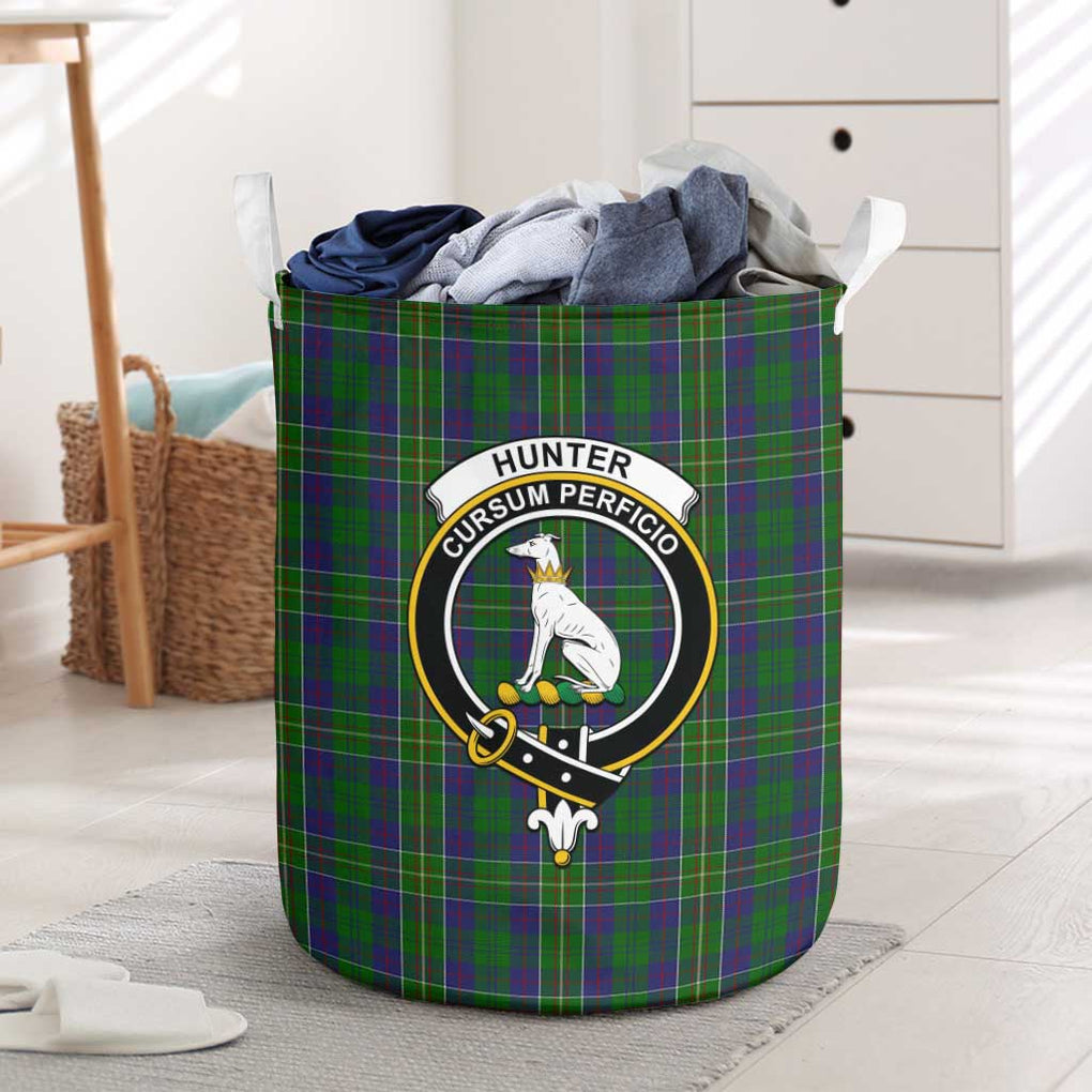 Hunter of Hunterston Tartan Laundry Basket with Family Crest One Size - Tartanvibesclothing Shop