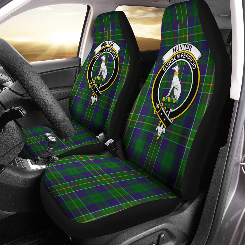 Hunter of Hunterston Tartan Car Seat Cover with Family Crest One Size - Tartanvibesclothing