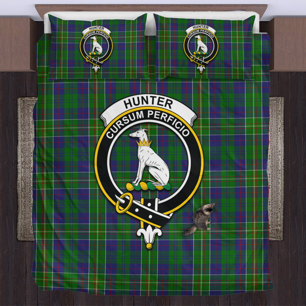 Hunter of Hunterston Tartan Bedding Set with Family Crest US Bedding Set - Tartan Vibes Clothing