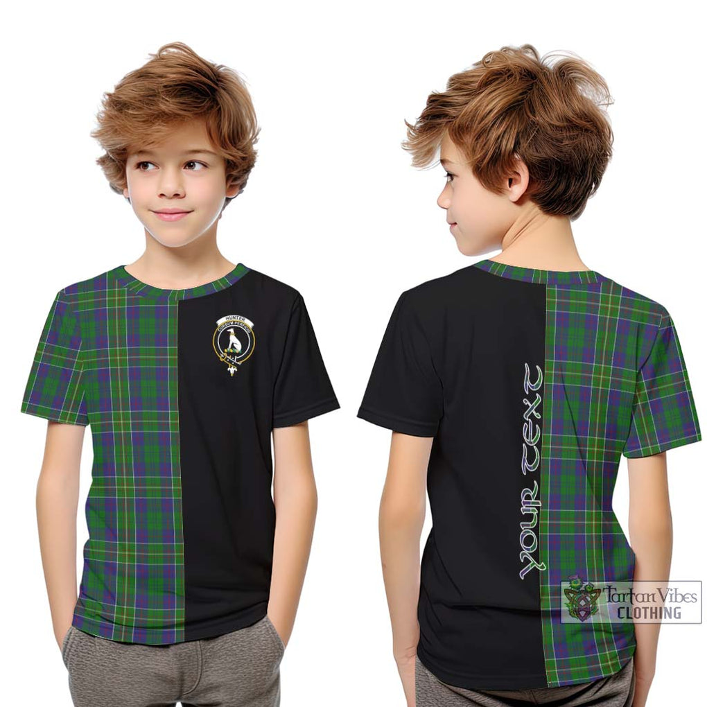 Hunter of Hunterston Tartan Kid T-Shirt with Family Crest and Half Of Me Style Youth XL Size14 - Tartanvibesclothing Shop