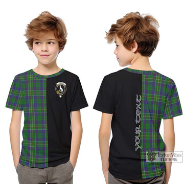 Hunter of Hunterston Tartan Kid T-Shirt with Family Crest and Half Of Me Style