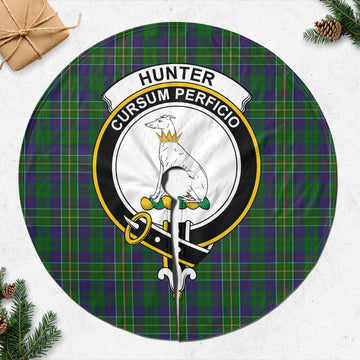 Hunter of Hunterston Tartan Christmas Tree Skirt with Family Crest