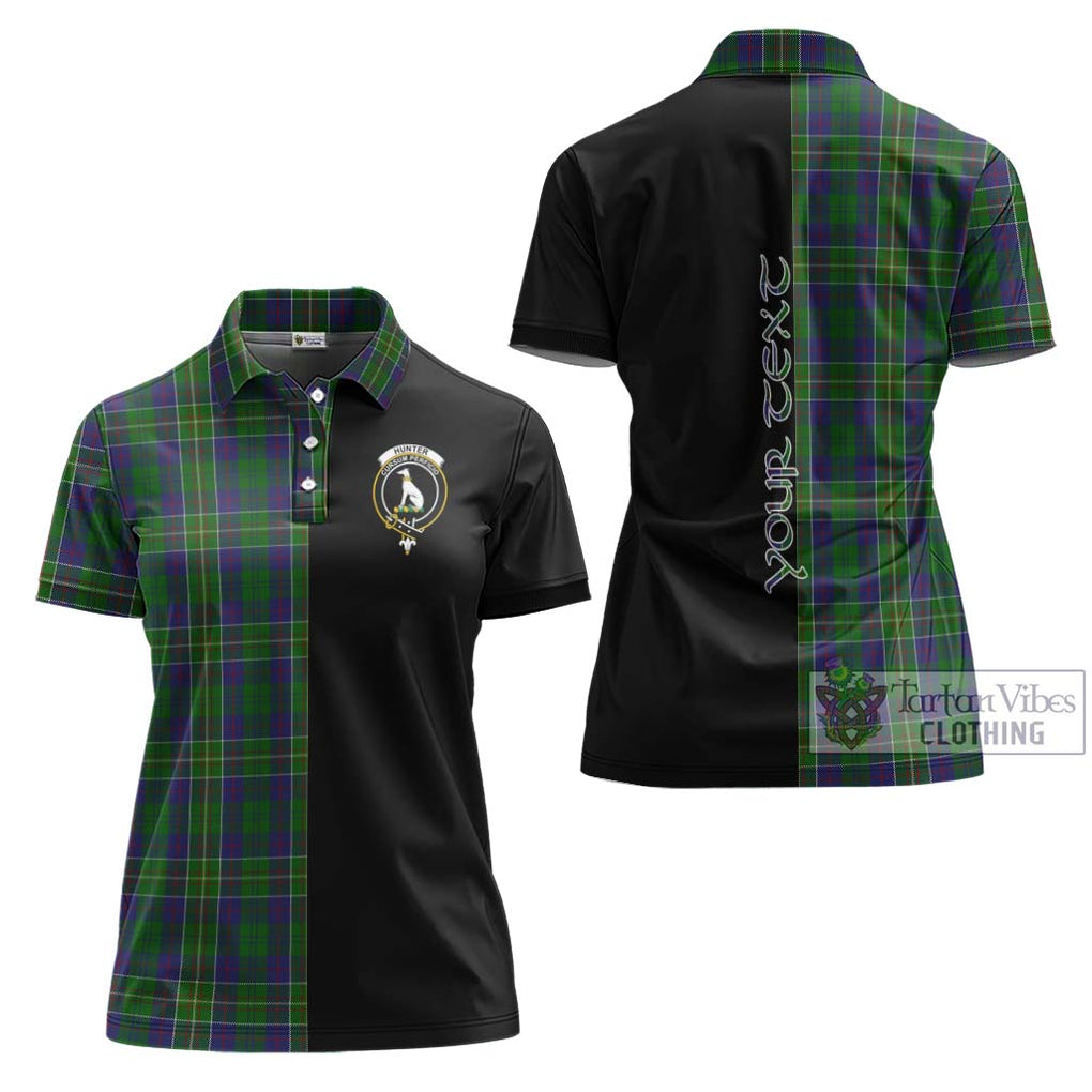 Hunter of Hunterston Tartan Women's Polo Shirt with Family Crest and Half Of Me Style Women - Tartanvibesclothing Shop