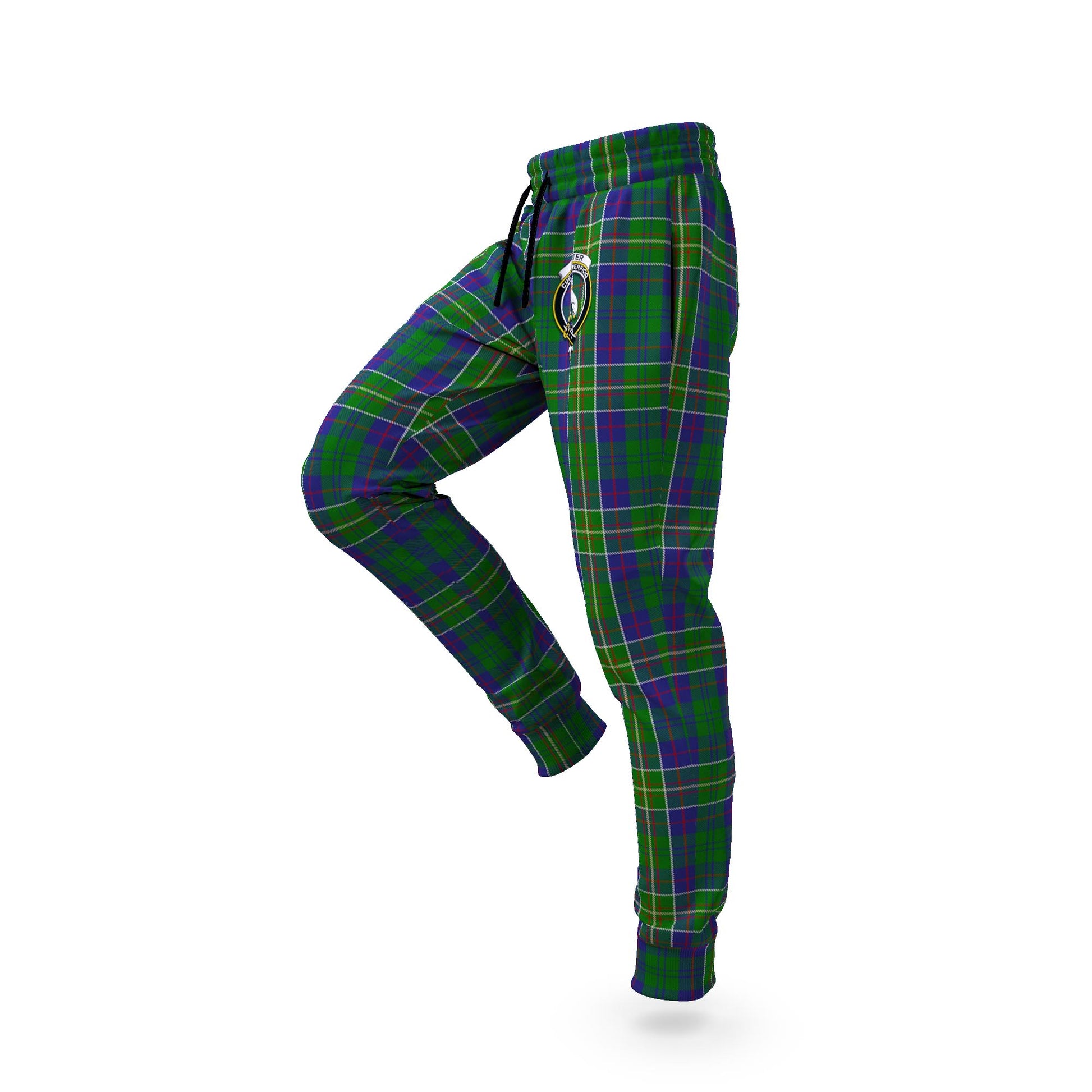 Hunter of Hunterston Tartan Joggers Pants with Family Crest S - Tartanvibesclothing