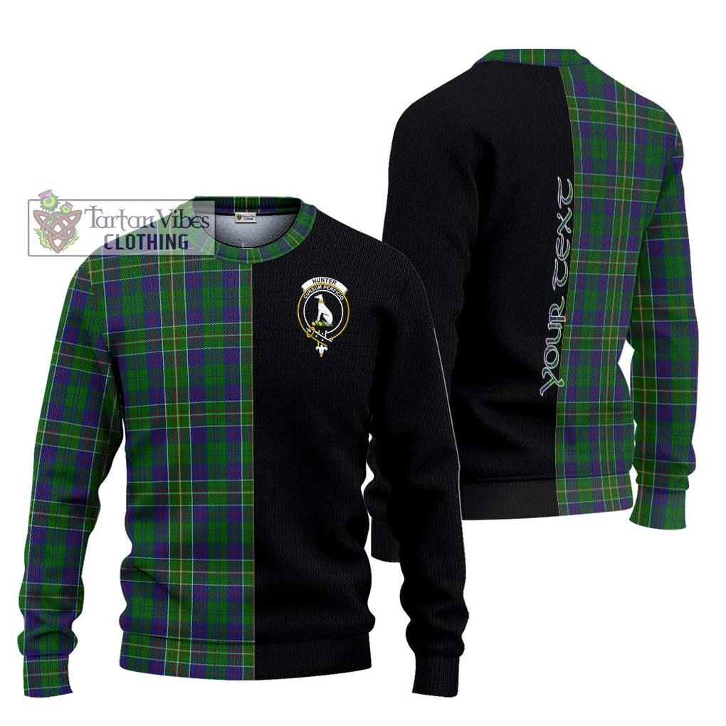 Hunter of Hunterston Tartan Knitted Sweater with Family Crest and Half Of Me Style Unisex - Tartanvibesclothing Shop