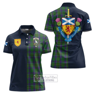 Hunter of Hunterston Tartan Women's Polo Shirt Alba with Scottish Lion Royal Arm Half Style