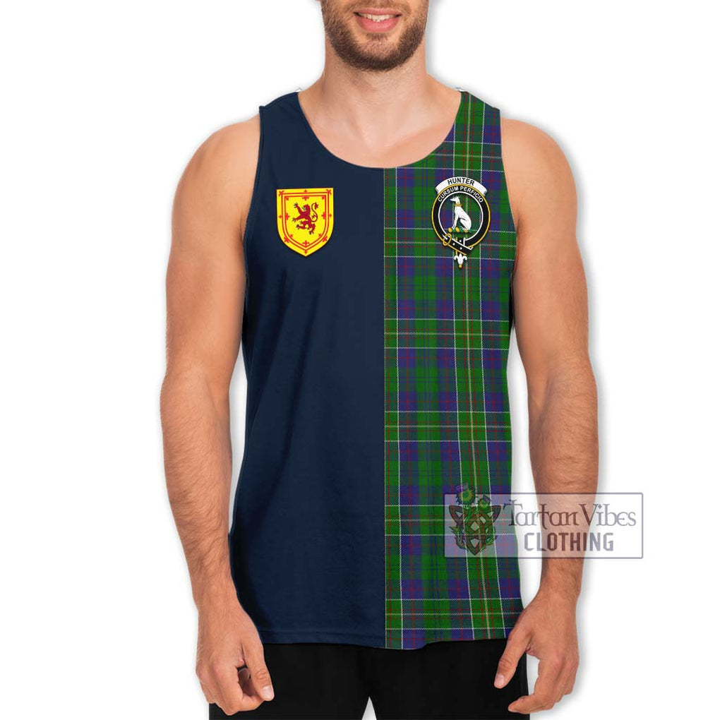 Tartan Vibes Clothing Hunter of Hunterston Tartan Men's Tank Top with Scottish Lion Royal Arm Half Style