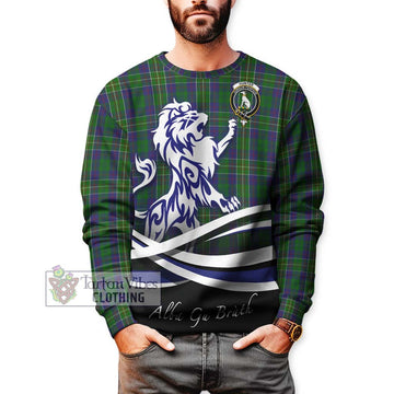 Hunter of Hunterston Tartan Sweatshirt with Alba Gu Brath Regal Lion Emblem