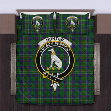 Hunter of Hunterston Tartan Quilt Bed Set with Family Crest