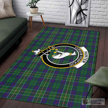 Hunter of Hunterston Tartan Area Rug with Family Crest