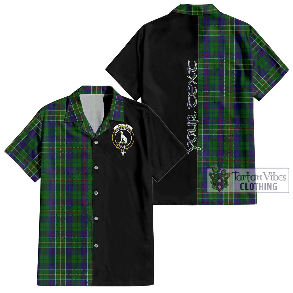 Hunter of Hunterston Tartan Short Sleeve Button Shirt with Family Crest and Half Of Me Style Kid - Tartanvibesclothing Shop