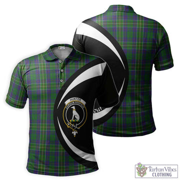 Hunter of Hunterston Tartan Men's Polo Shirt with Family Crest Circle Style