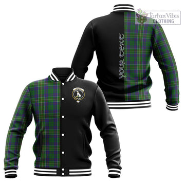 Hunter of Hunterston Tartan Baseball Jacket with Family Crest and Half Of Me Style