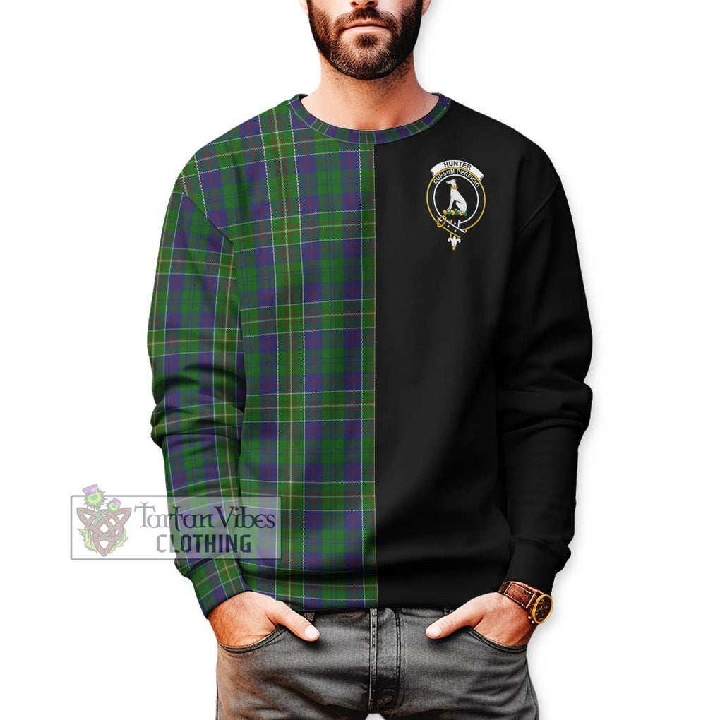 Hunter of Hunterston Tartan Sweatshirt with Family Crest and Half Of Me Style Unisex - Tartanvibesclothing Shop