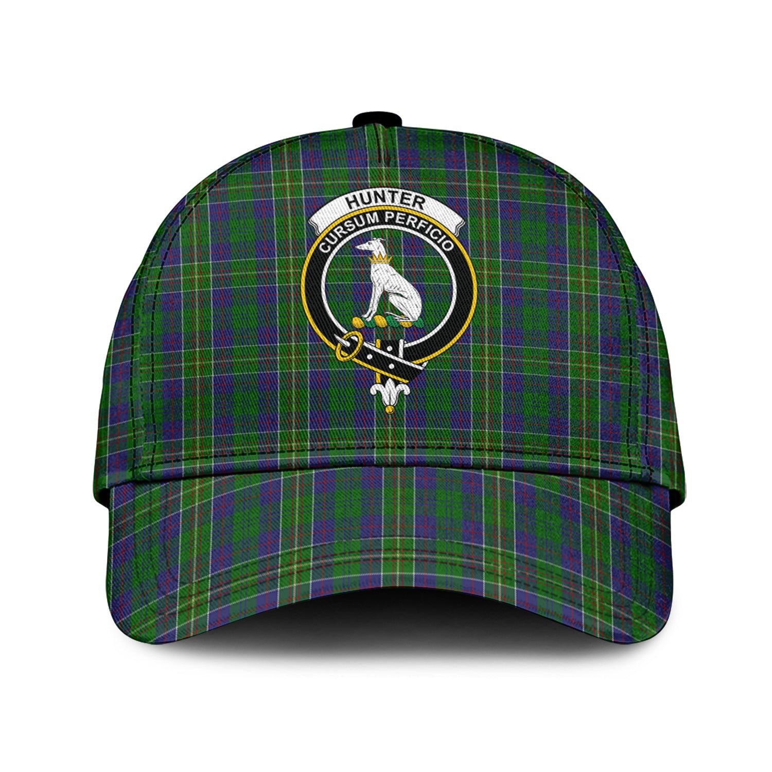 Hunter of Hunterston Tartan Classic Cap with Family Crest Classic Cap Universal Fit - Tartan Vibes Clothing