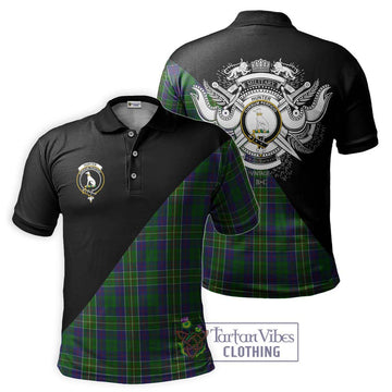 Hunter of Hunterston Tartan Polo Shirt with Family Crest and Military Logo Style